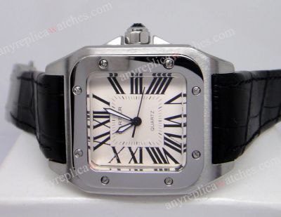 Replica Cartier Santos White Dial Japan Quartz Watch 33mm Midsize